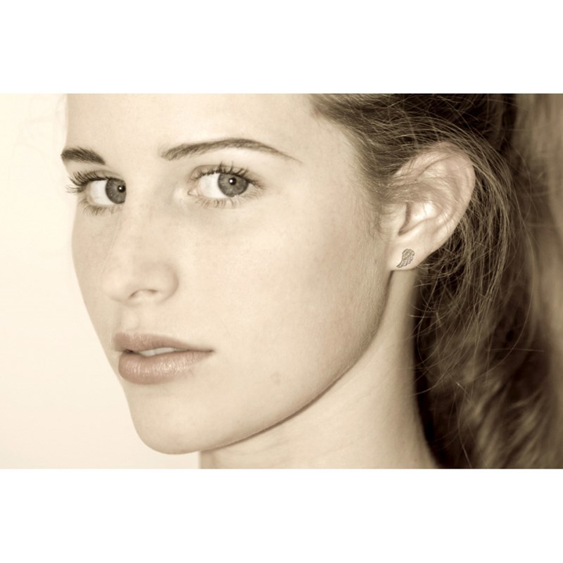 Boucles d'Oreilles Plaqué Or Aile d'Ange et Strass