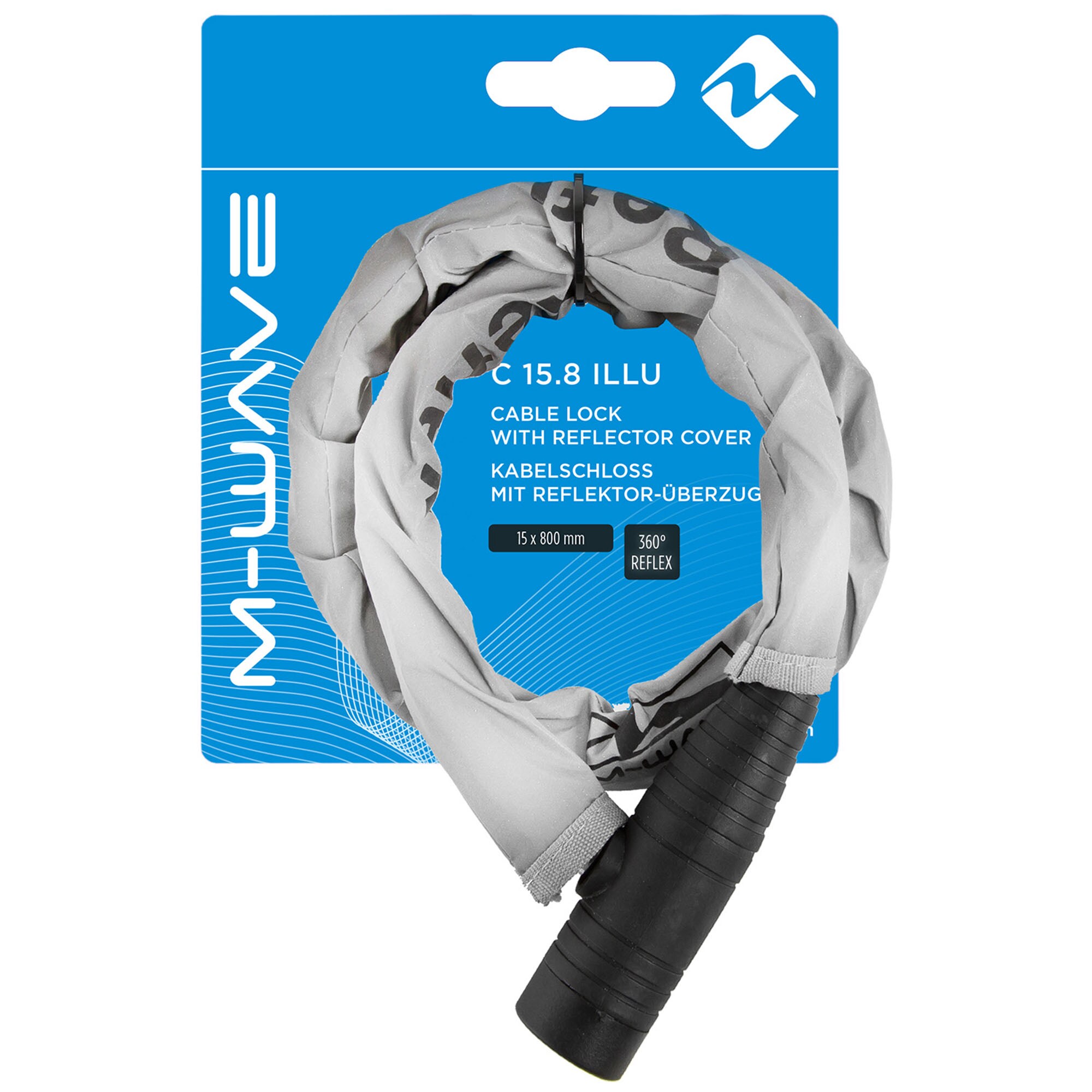 M-Wave C 15.8 Illu Fahrradschloss E Bike Kabelschloss mit Reflex 2 Schlüssel