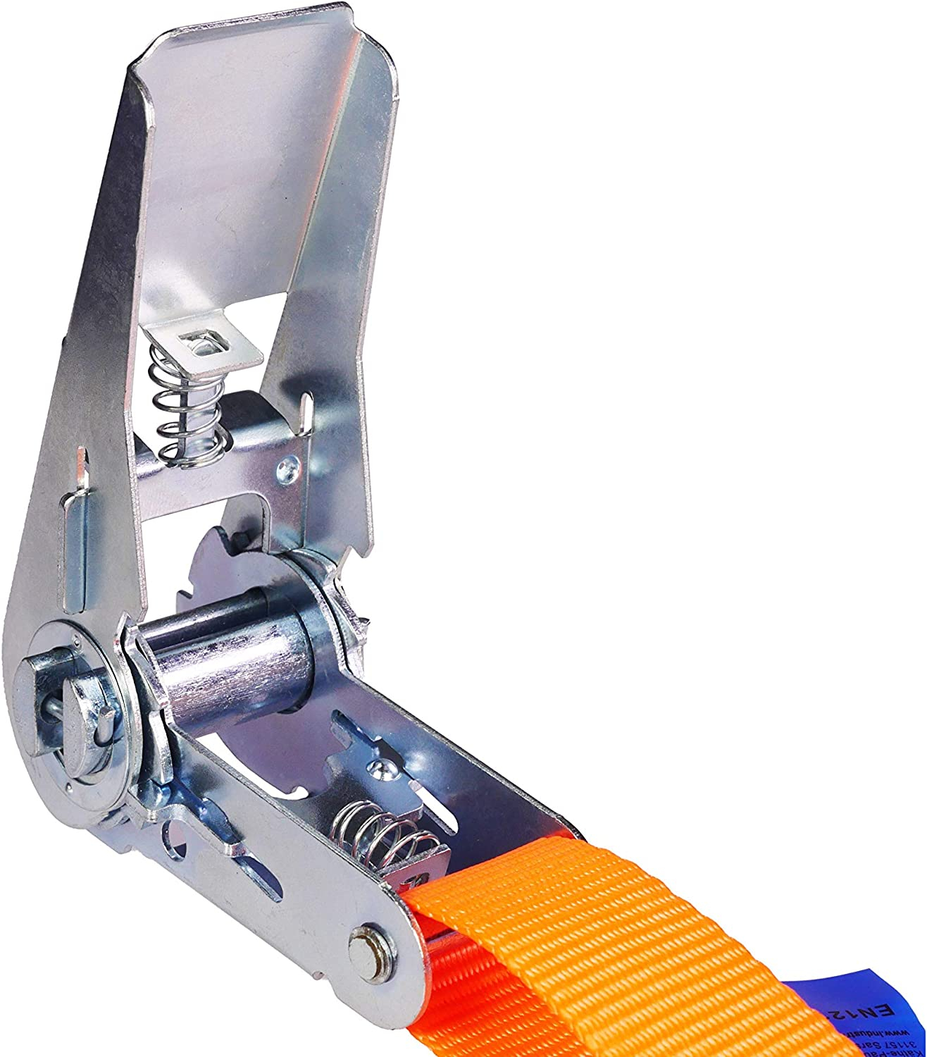(4er Set) 14mx25mm Spanngurt Zurrgurt mit Klemmverschluss für Ladungssicherung / Heimwerk / Baustelle / Hebetechnik / Arbeitssicherheit - Orange