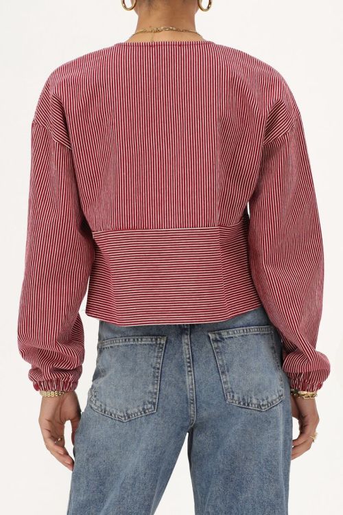 Rood-wit gestreepte top met strikjes