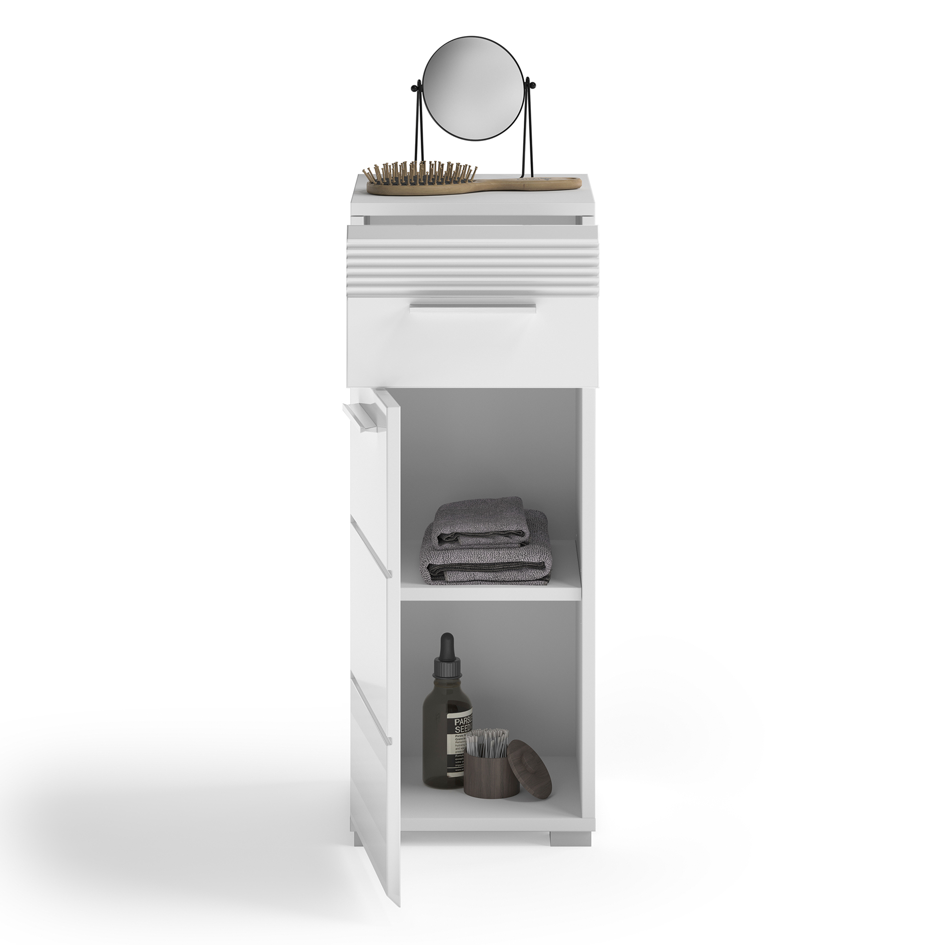 Standschrank LINUS - weiß Hochglanz - 30 cm