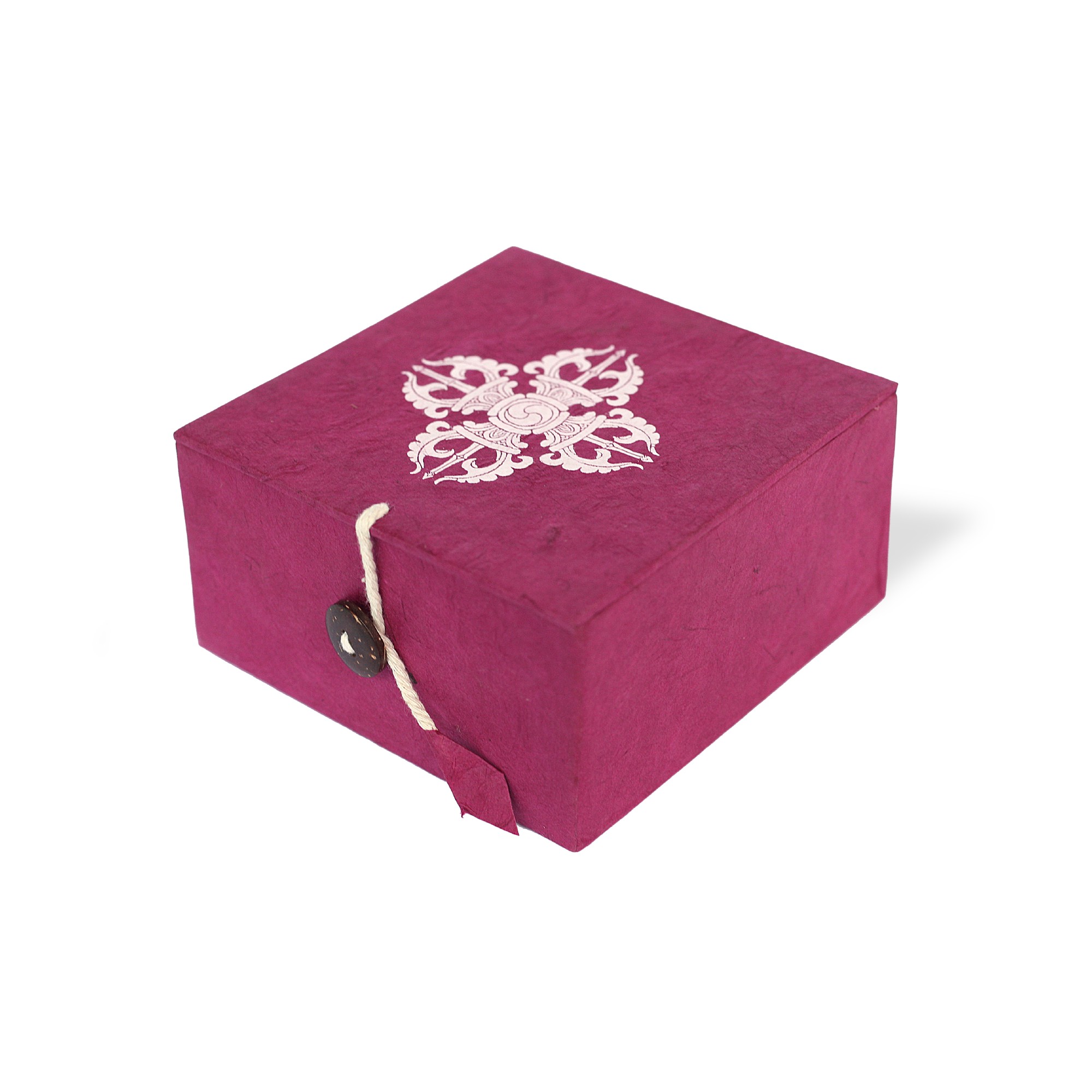 Lokta Box Vajra, pink, T 11 cm, B 11 cm, H 5,5 cm von fischer's lagerhaus