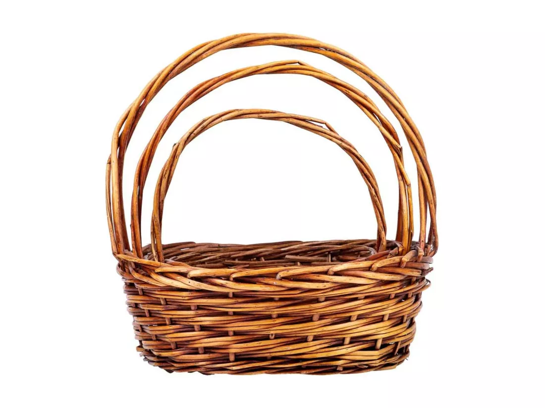 Ensemble de 3 paniers en osier avec poignées marron