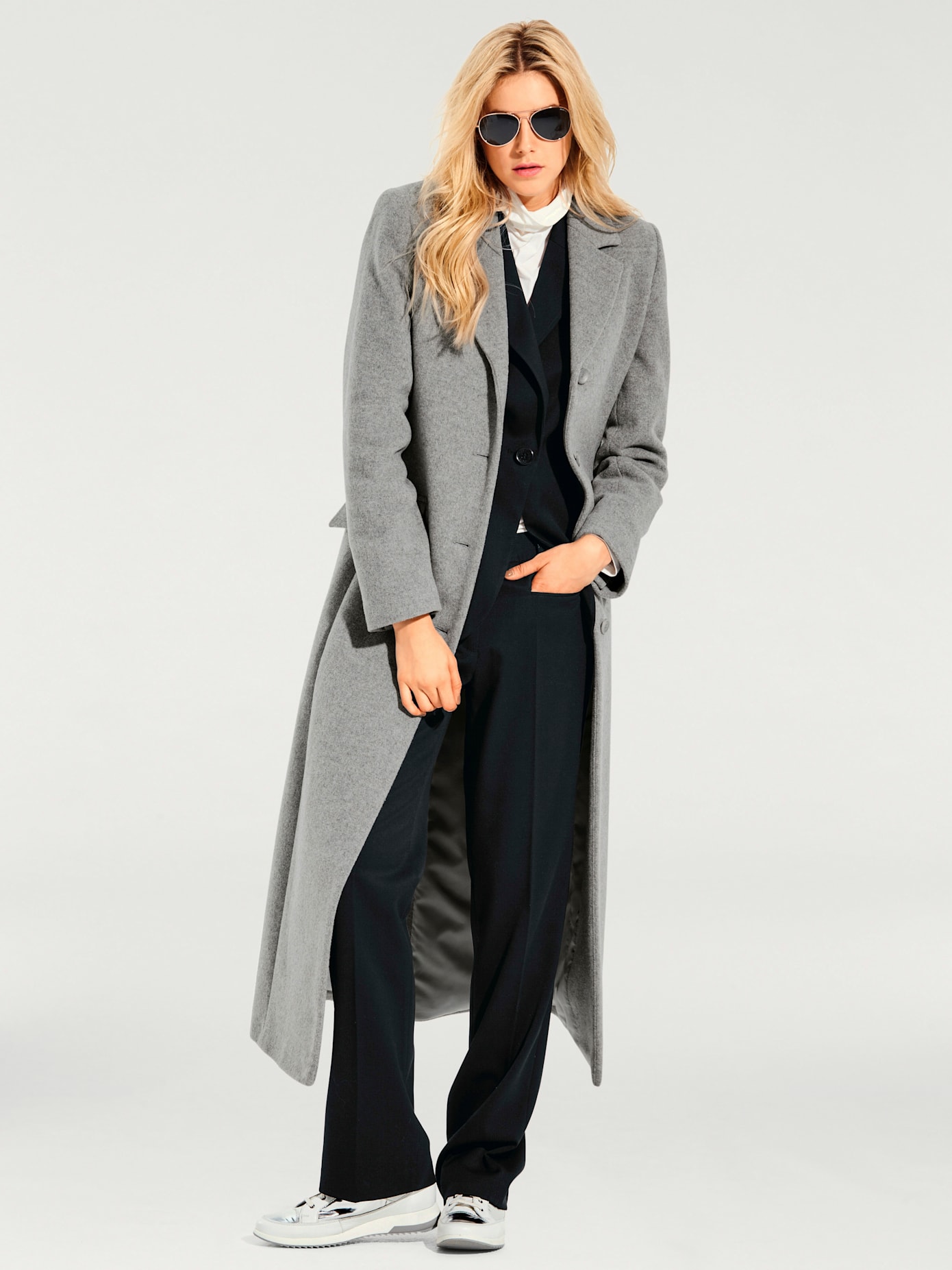Manteau blazer coupe longue classique