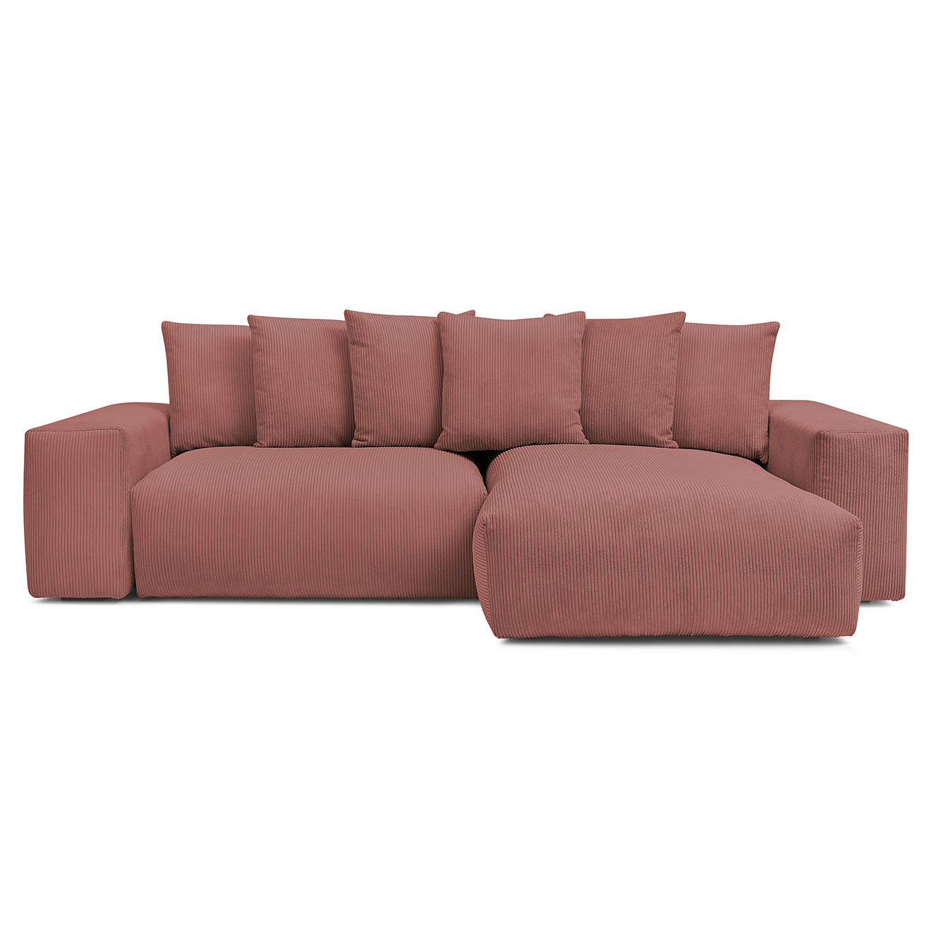 Bobochic Canapé d'angle réversible ultra moelleux voltaire velours côtelé rose - 310x174x75 cm