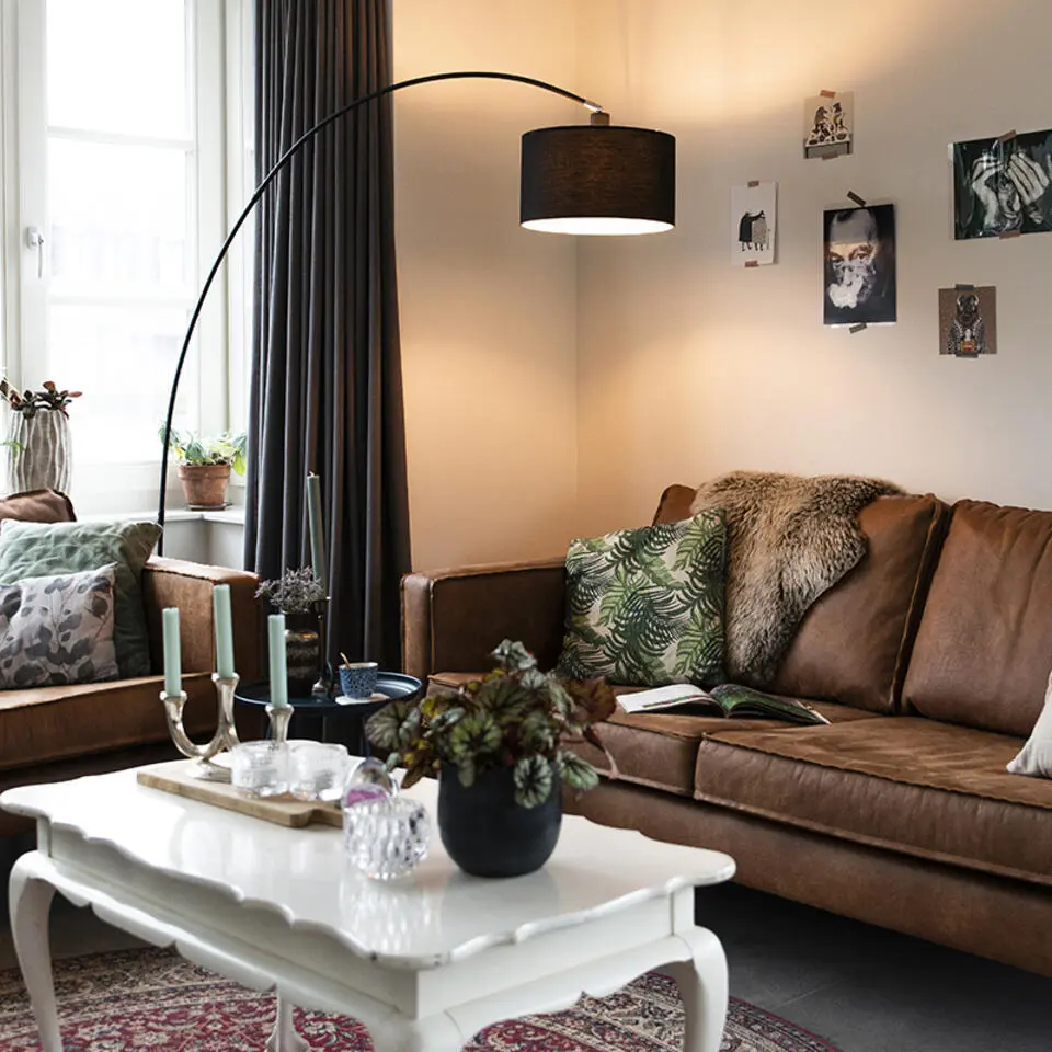 Qazqa booglampen vinossa zwart e27