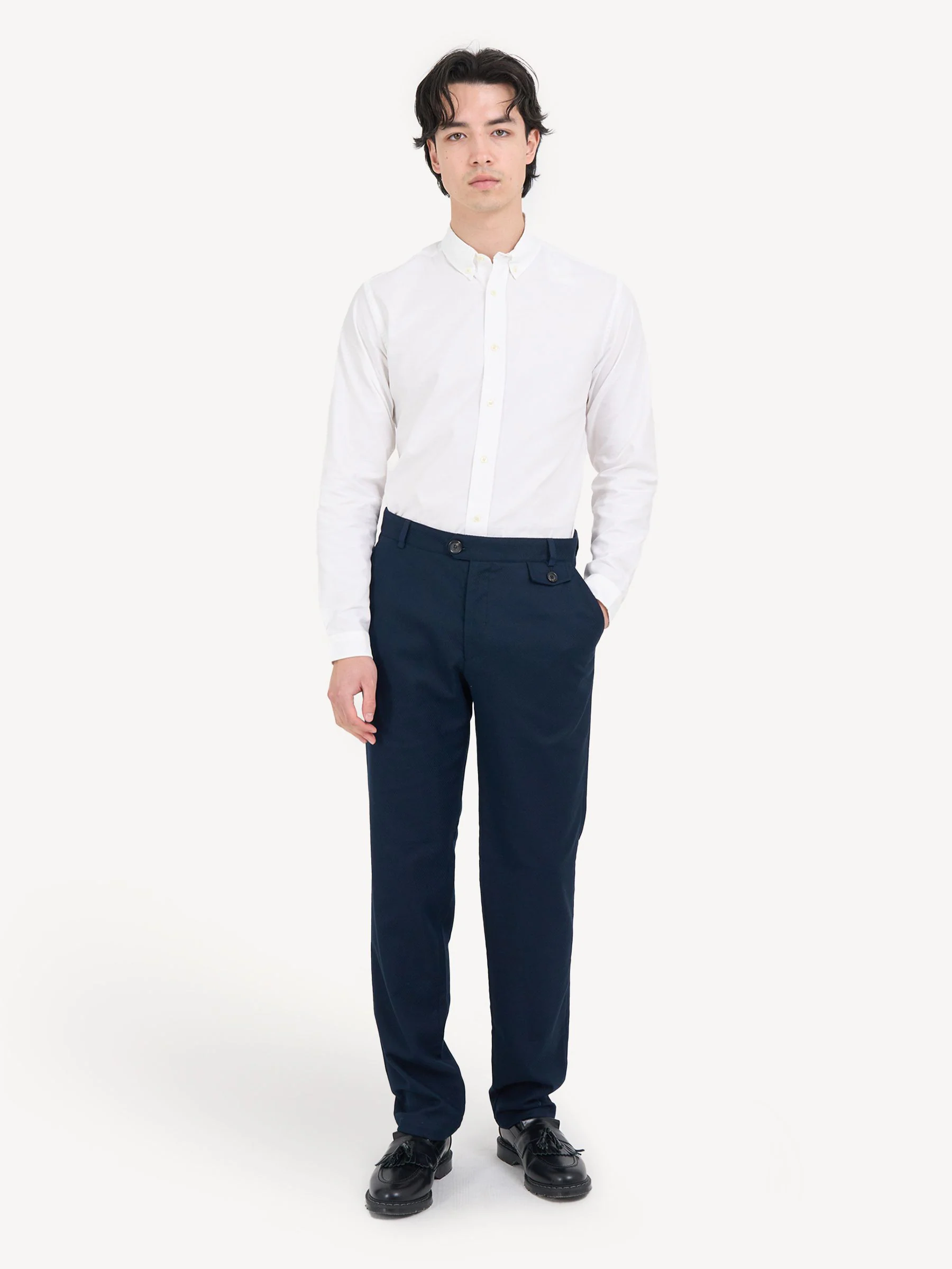Oliver Spencer Oliver Spencer Blue Fishtail Trousers Carmack
