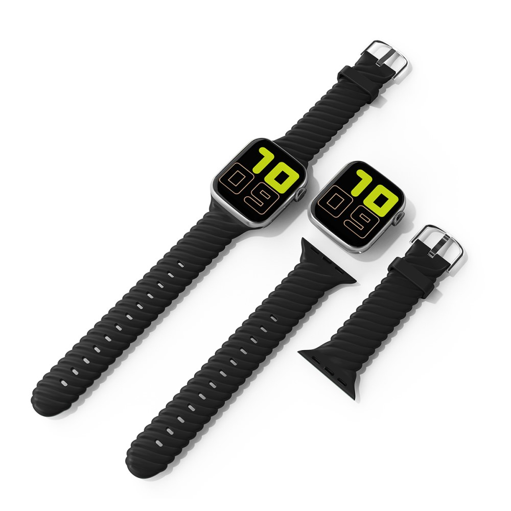 Apple Watch (42/41/40/38 mm) Silikon Armband (Gelenkumfang: 152-223mm) - Schwarz