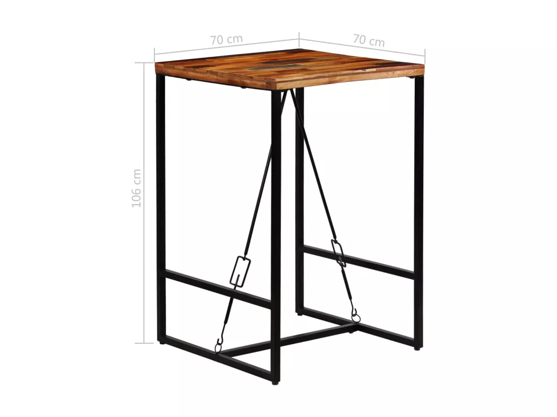 Ensemble de bar 3 pcs Bois massif recyclé et cuir de chèvre