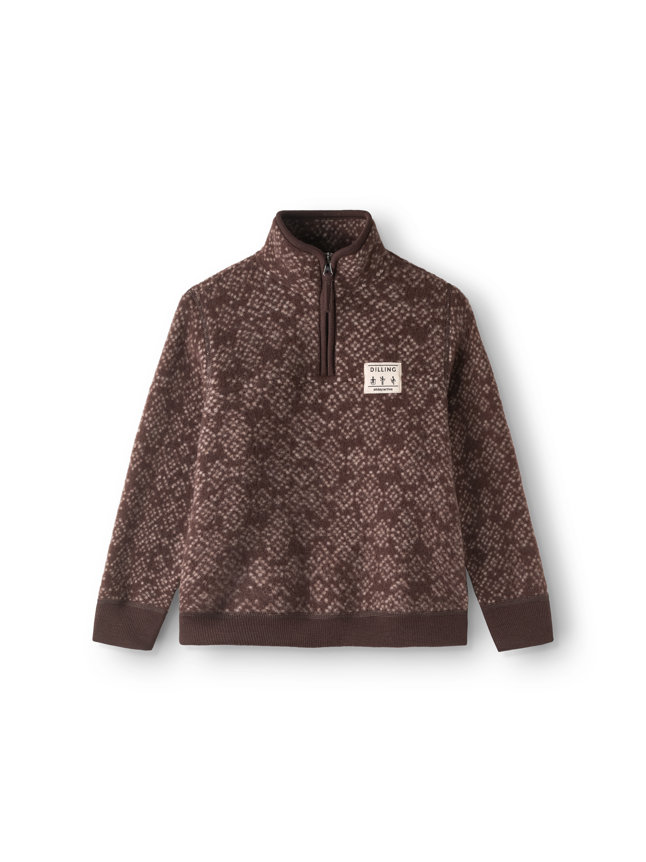 Vest in fleece van merinowol, met halve rits voor kinderen