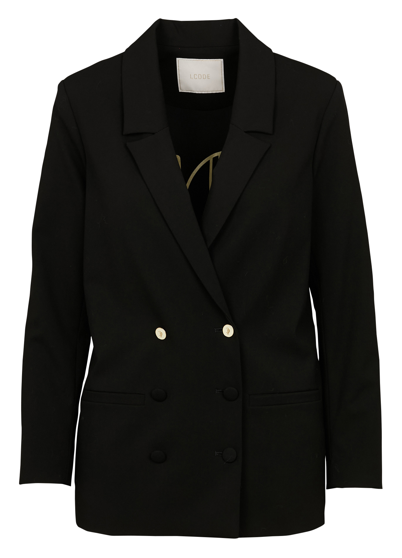 Veste col tailleur à boutons contrastés| Noir