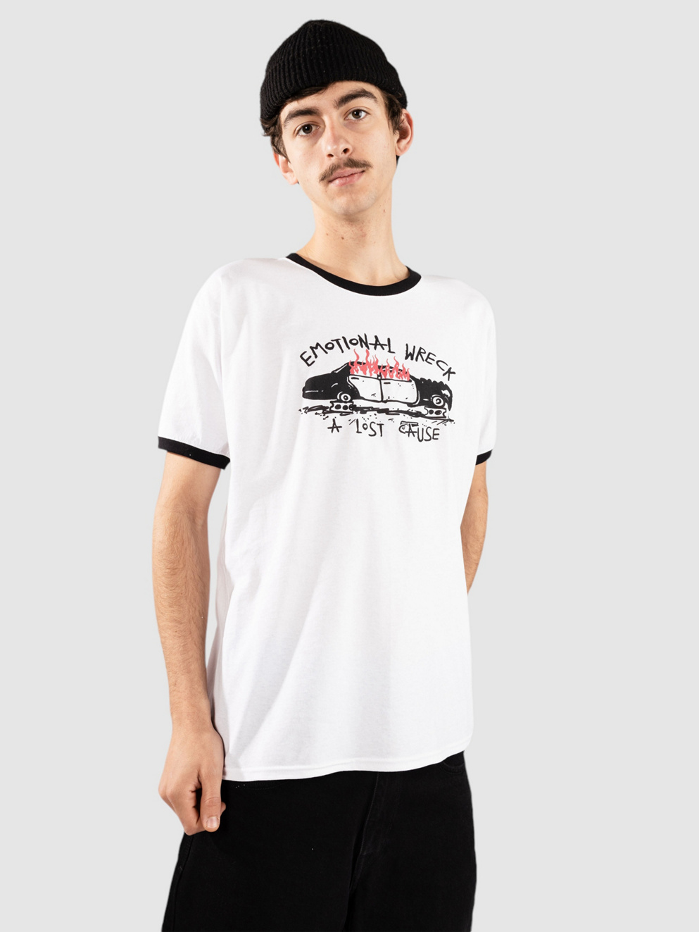 A Lost Cause Emotional Wreck Ringer T-Shirt white