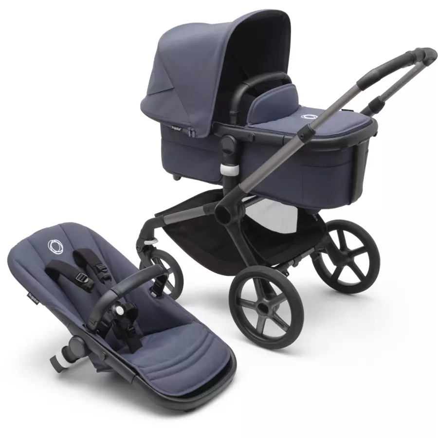 bugaboo Kinderwagen Fox 5 mit Liegewanne und Sitz GraphiteStormy Blue