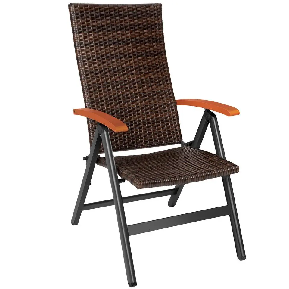 tectake Wicker tuinstoel Canberra opklapbaar, Bruin