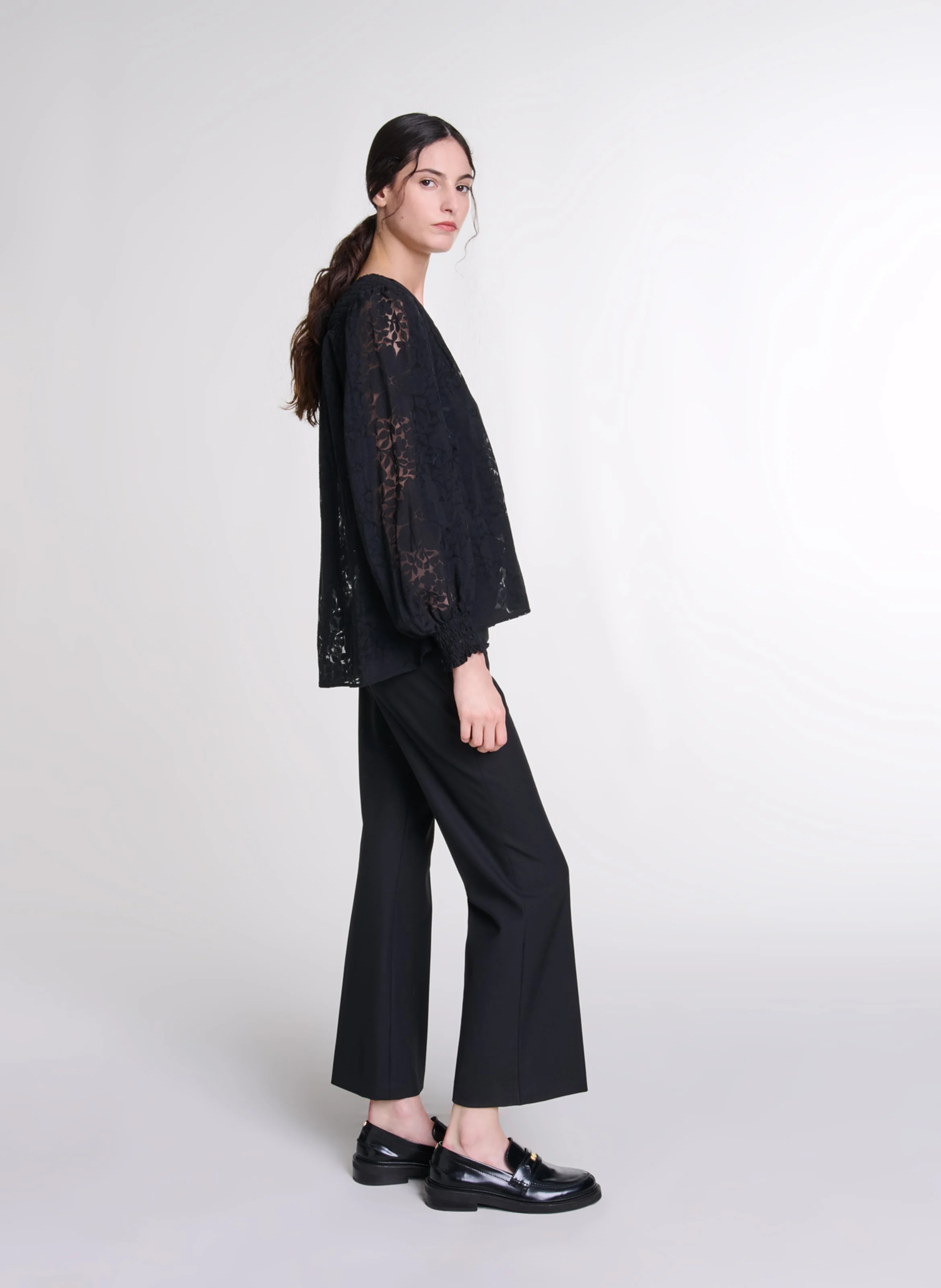 Top manches longue à motifs | Noir