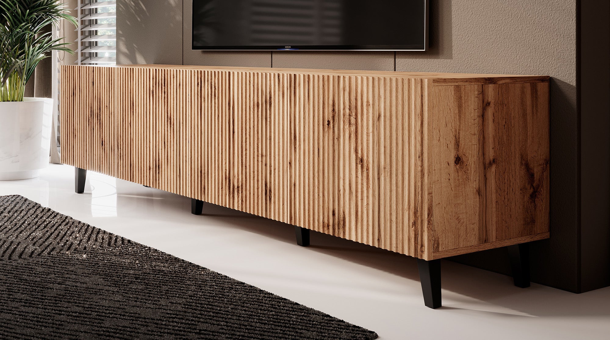 Meubella - TV-Meubel Vintar - Eiken - 200 cm