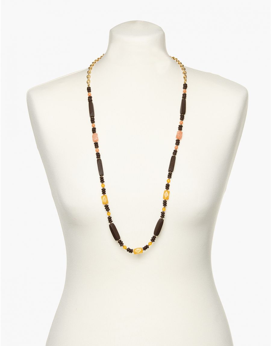 Collier sautoir marron