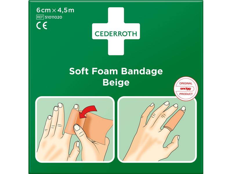 Cederroth Soft foam Bandage beige, selbstklebend 4.5 m x 6 Pflaster und Verband für kleinere Wunden