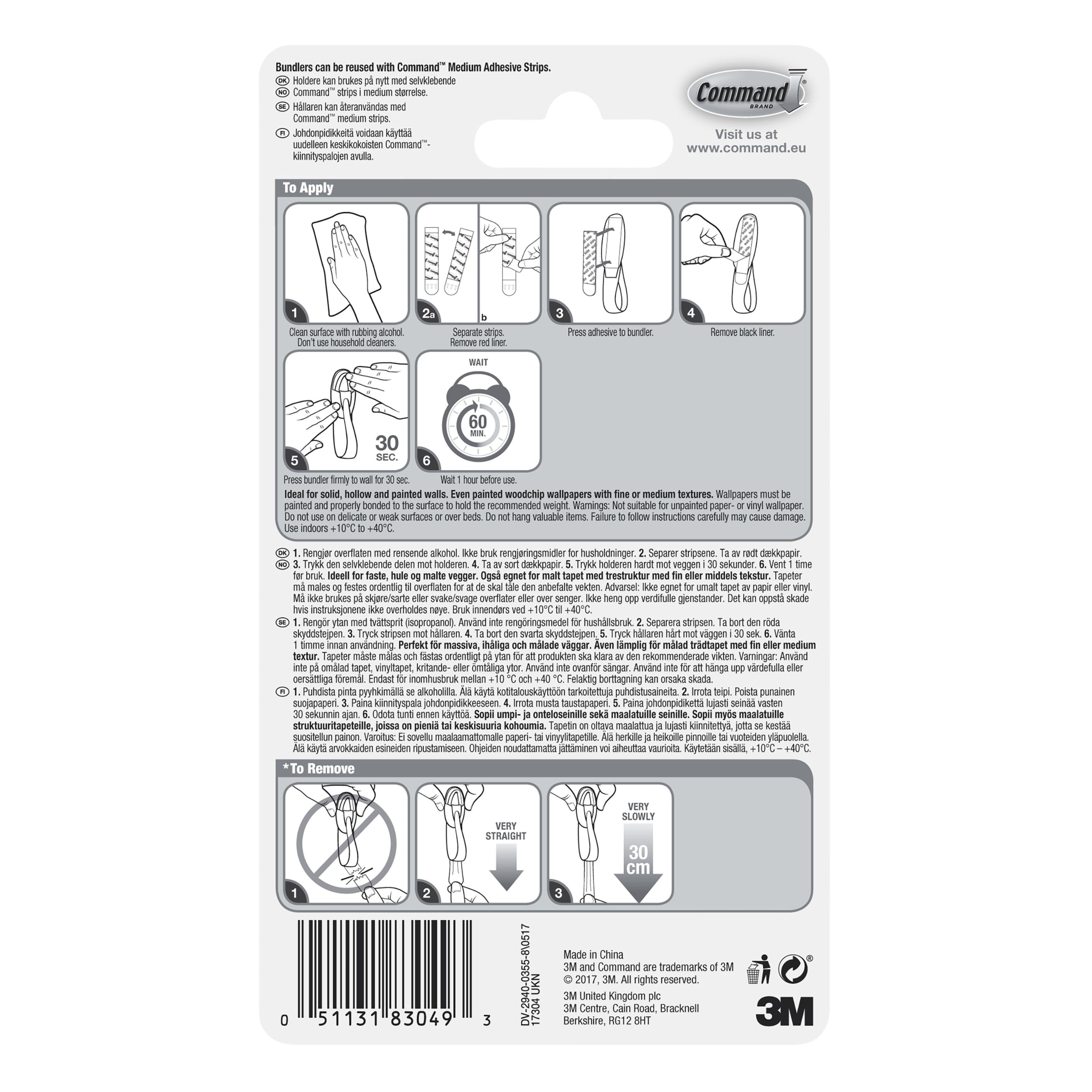 3M Command Kabelholder, stor 2-pk.