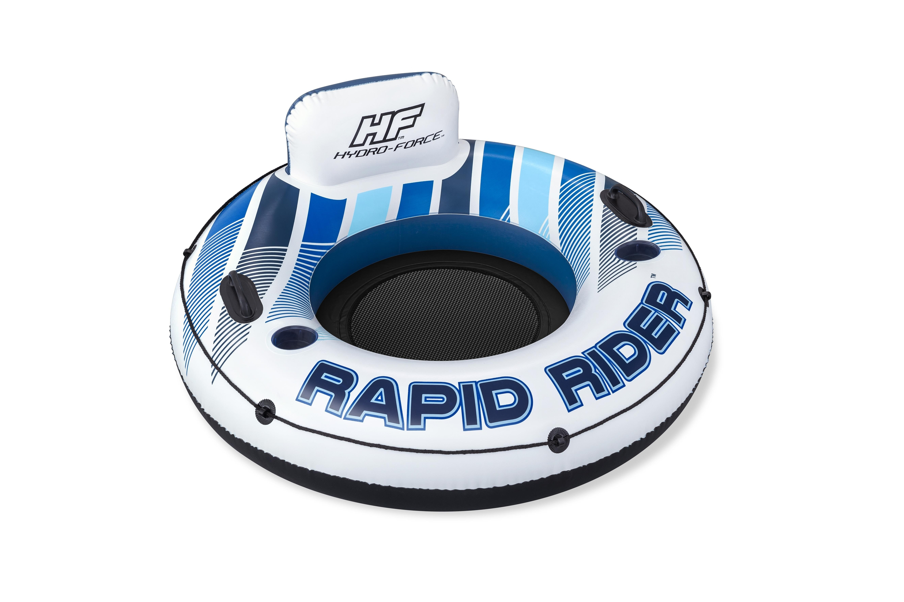 (Ø135cm) Hydro-Force Rapid Rider Schwimmringsessel Aufblasbare Wasser Luftmatratze Liegesofa Badeinsel (43116) - Blau / Weiss