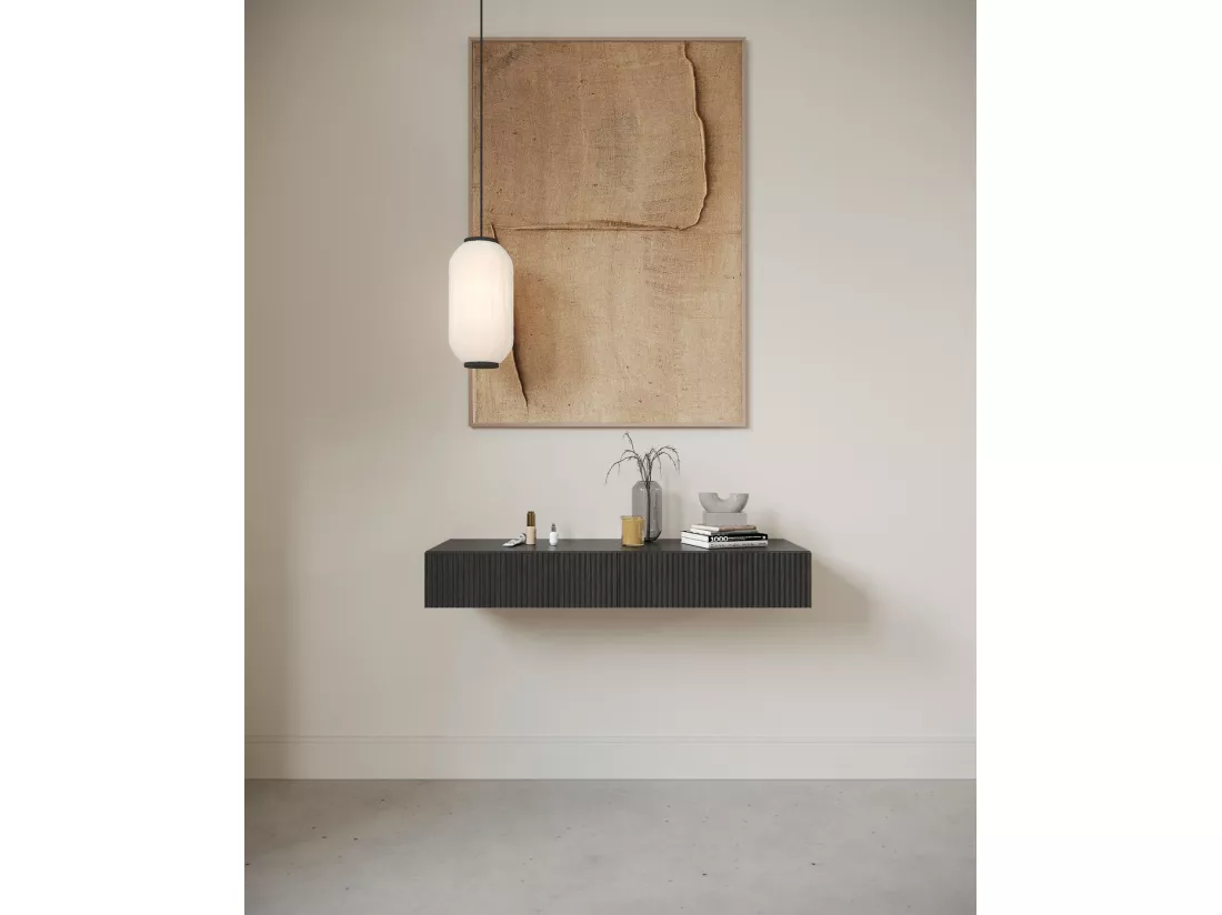 Coiffeuse - 2 tiroirs - couleur du bois de frêne Portland - 110 cm - NOLIE