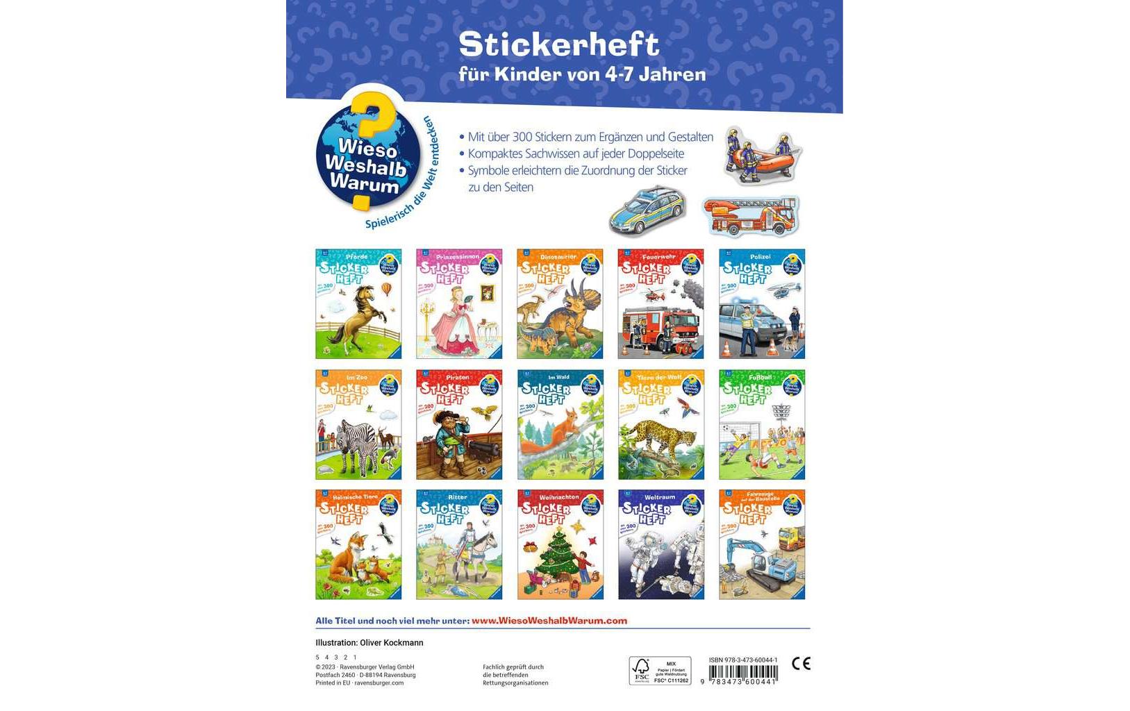 Kinder-Sachbuch WWW Stickerheft: EinsatzfahrzeugeStickern mit vollem Einsatz