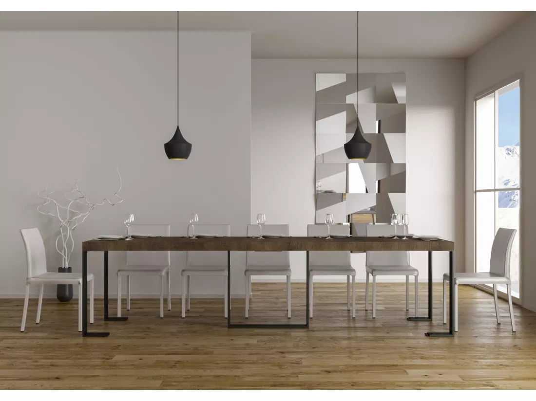 Console extensible 90x40/300 cm Futura Premium Noyer cadre Anthracite