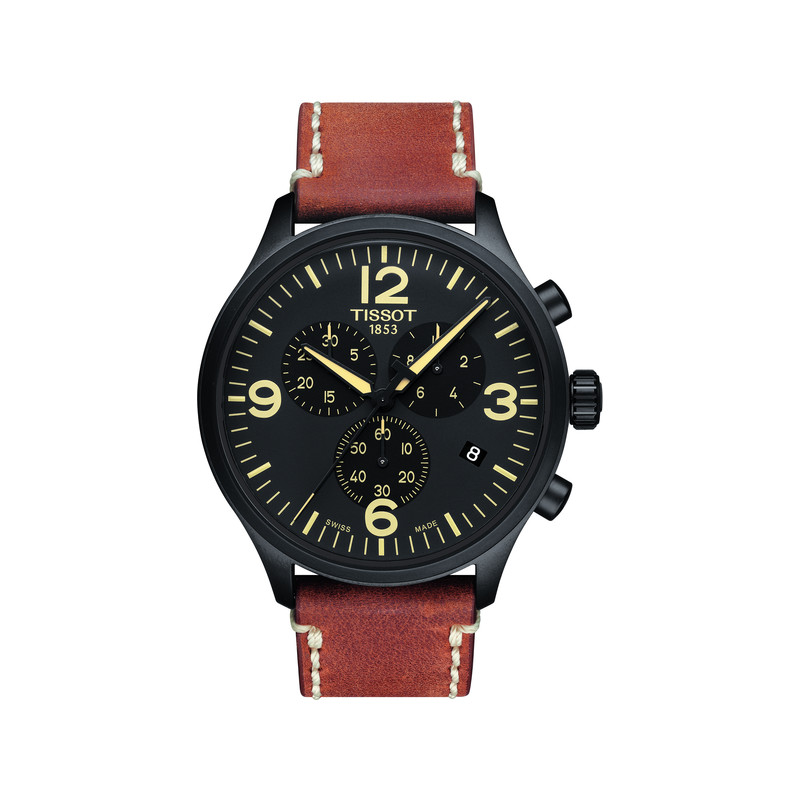 Montre Tissot homme chronographe acier cuir