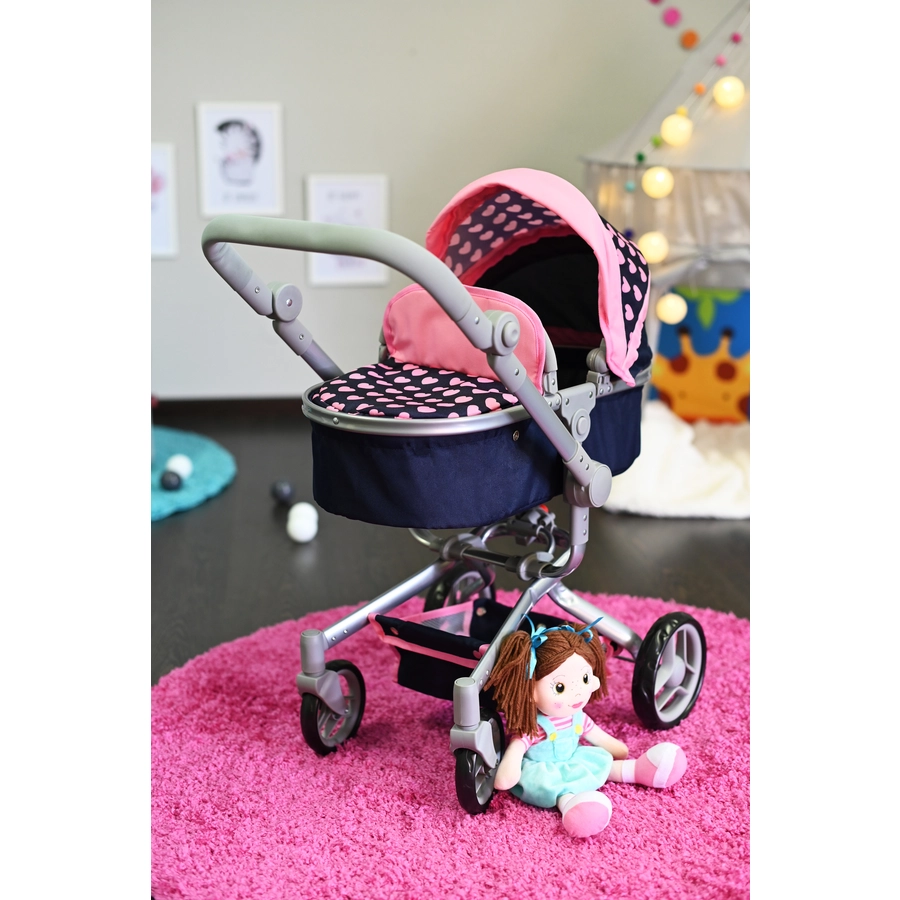 knorr toys® Puppenwagen Boonk - Pink Hearts blau