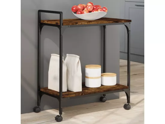 Chariot de cuisine chêne fumé 60,5x31x72,5 cm bois d'ingénierie