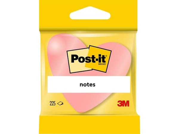 Post-it 2007H - Noter - 70 x 70 mm - hjerte - 225 ark - rosa, fiolett, rosa