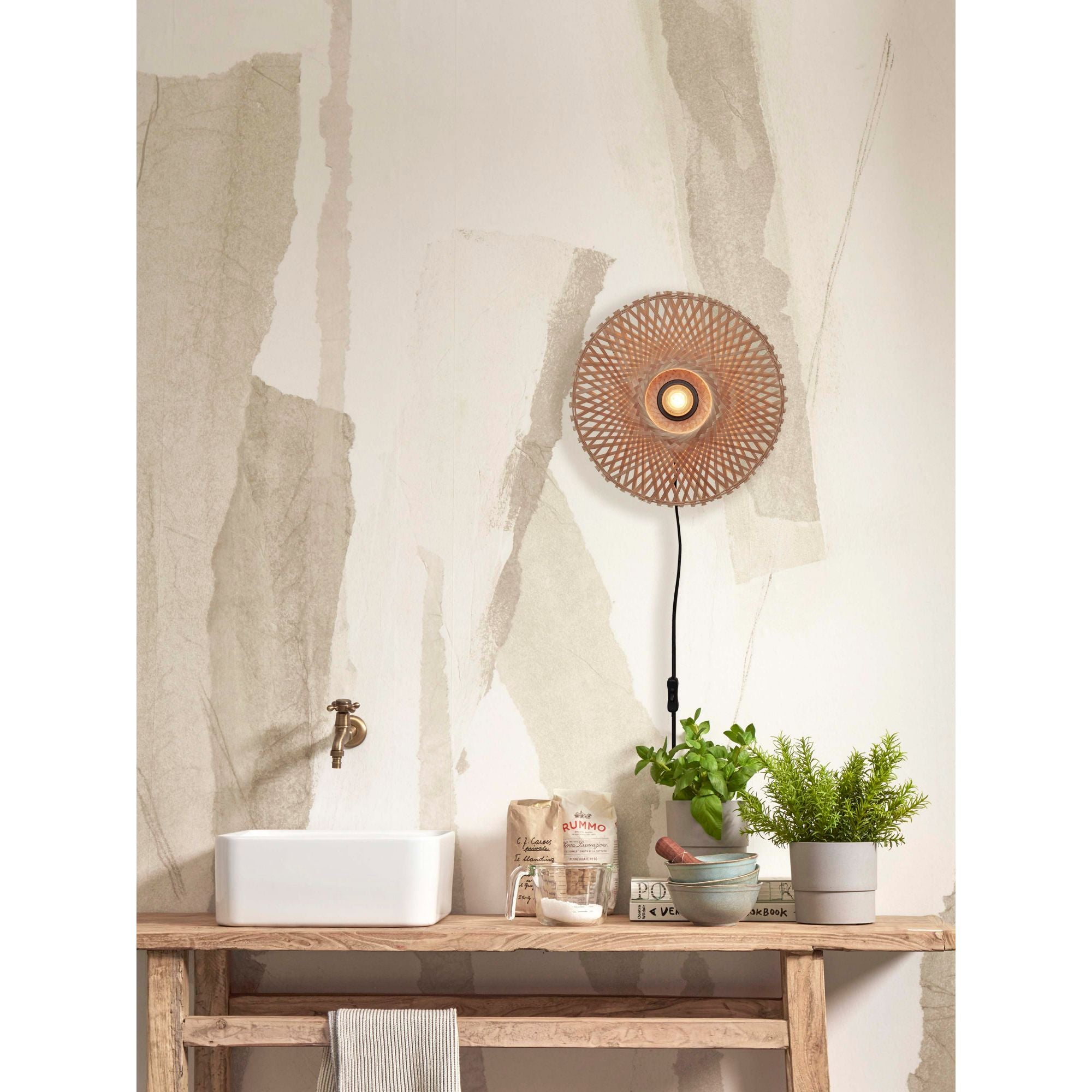 GOOD&MOJO Kalimantan Wandlamp Rond - Ã30cm - Bamboe