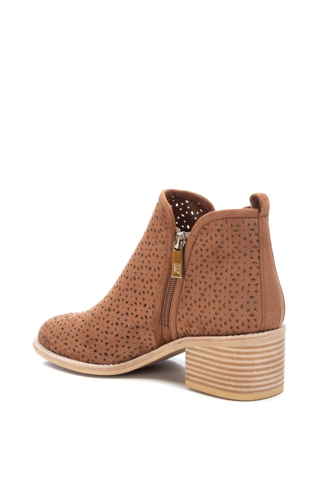 Botas de cano curto com salto para mulheres, Xti - marrom médio