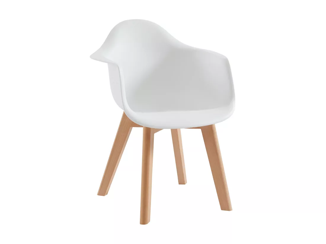 Lot de 2 chaises enfant avec accoudoirs en polypropylène et hêtre - Blanc - POUPINETTE