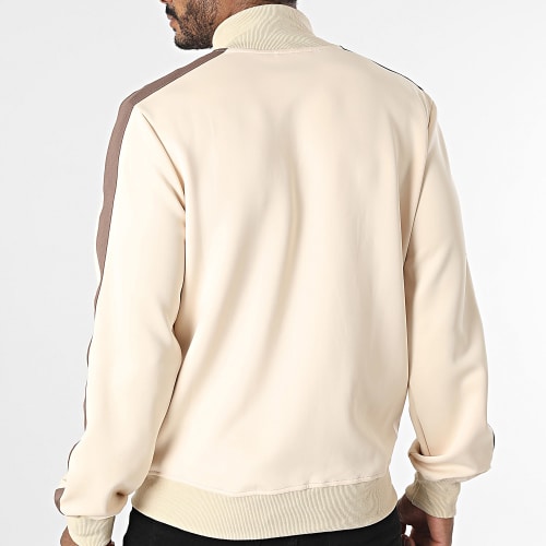 Sweat Zippé A Bandes Beige