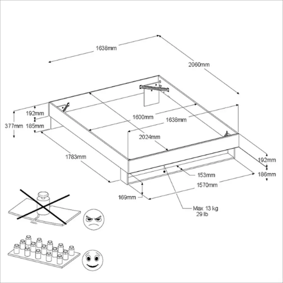 Parisot Tweepersoonsbed Stamp - 206 x 163,8 x 37,7 cm - Artisan Oak Brown