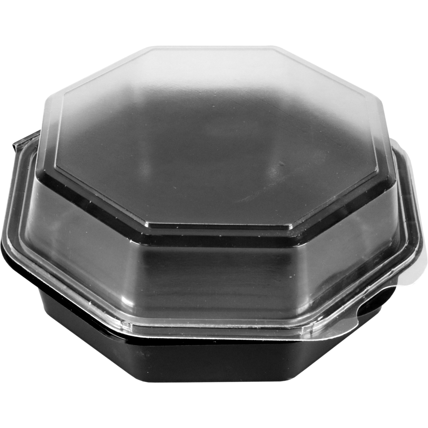 Bak, PS, 850ml, Ø190mm, incl. vaste deksel, octaviewbox, 80mm, zwart/transparant