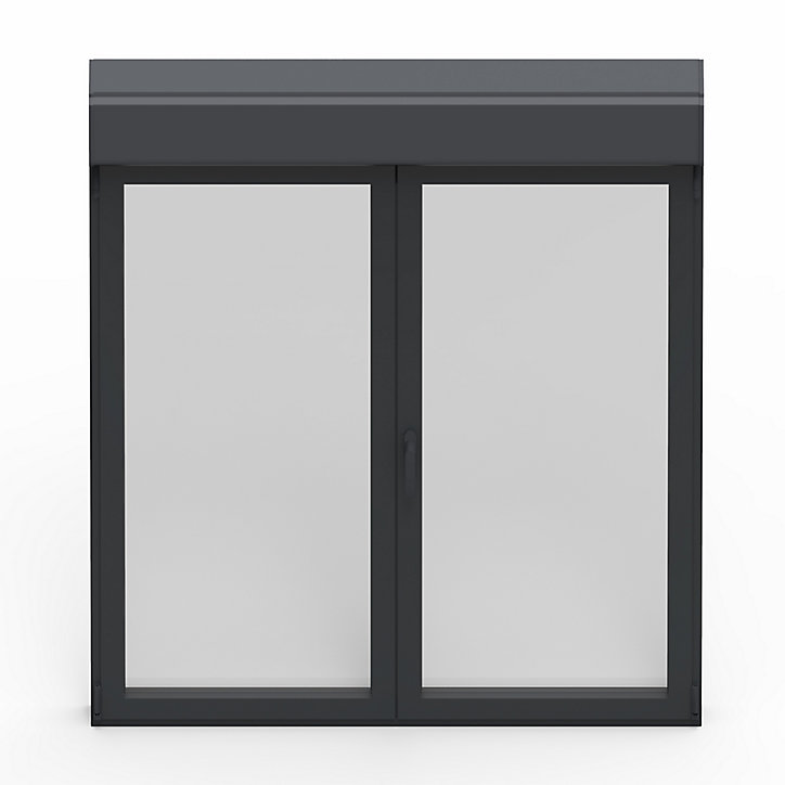 Fenêtre alu 2 vantaux oscillo-battant + volet roulant électrique GoodHome gris - l.120 x h.95 cm