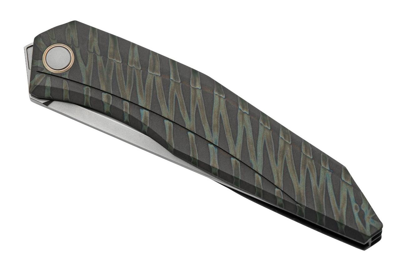 WE Knife Cybernetic WE22033-3 Tiger Stripe Pattern Flamed Titanium, Bead Blasted Limited Edition, zakmes