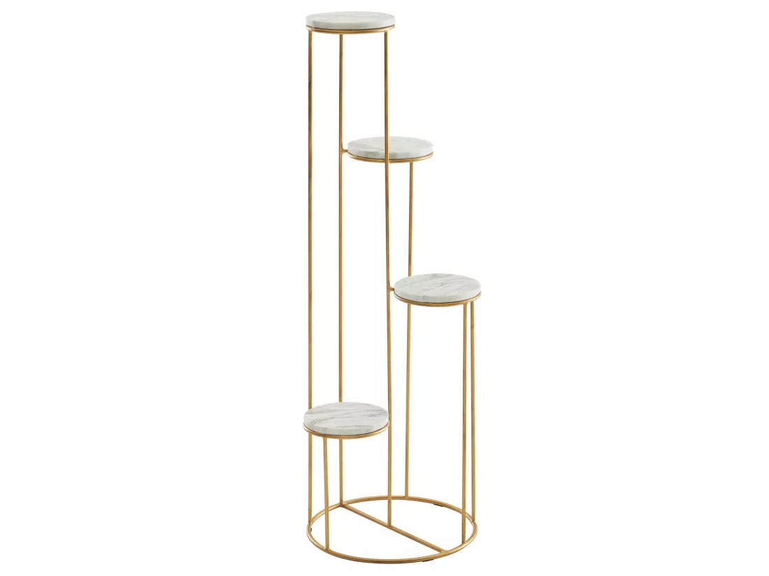 Étagère à Plantes Marbre Véritable Blanc 36,5x107,5x36,5 Support Fleurs