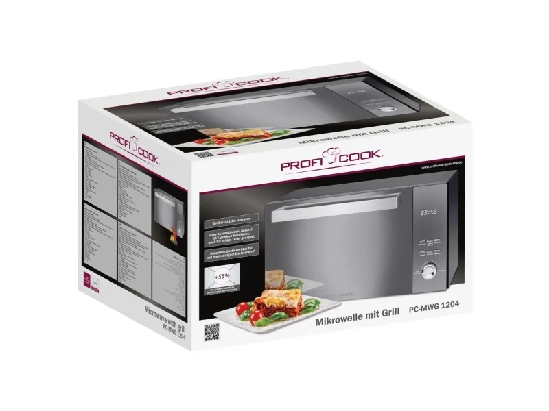 ProfiCook PC-MWG 1204 - Mikrobølgeovn med grill - 23 liter - 800 W - sort