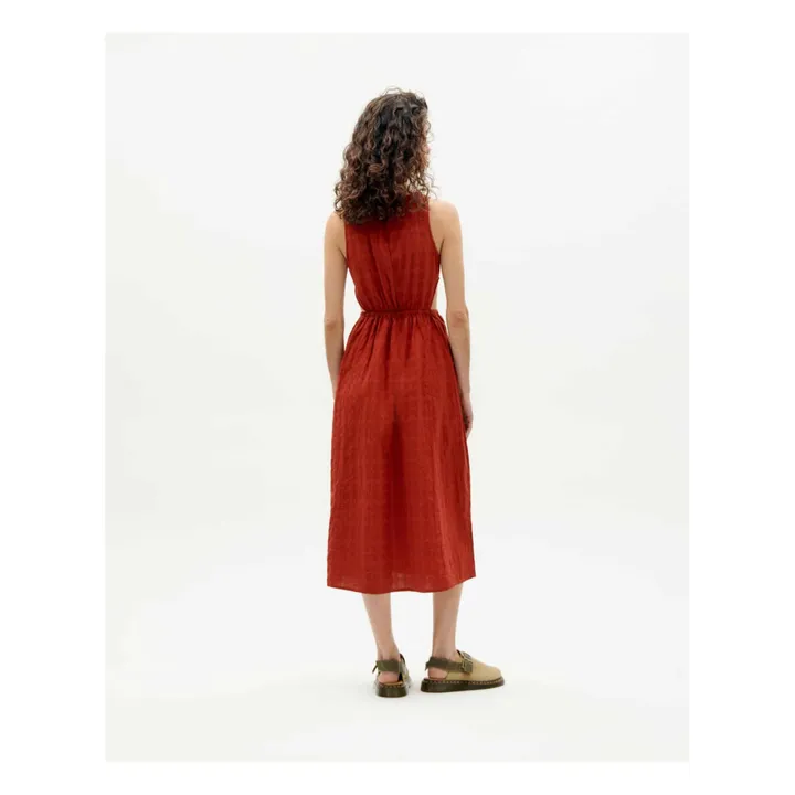 Thinking Mu Robe Kin Carreaux Coton Bio | Rouge brique