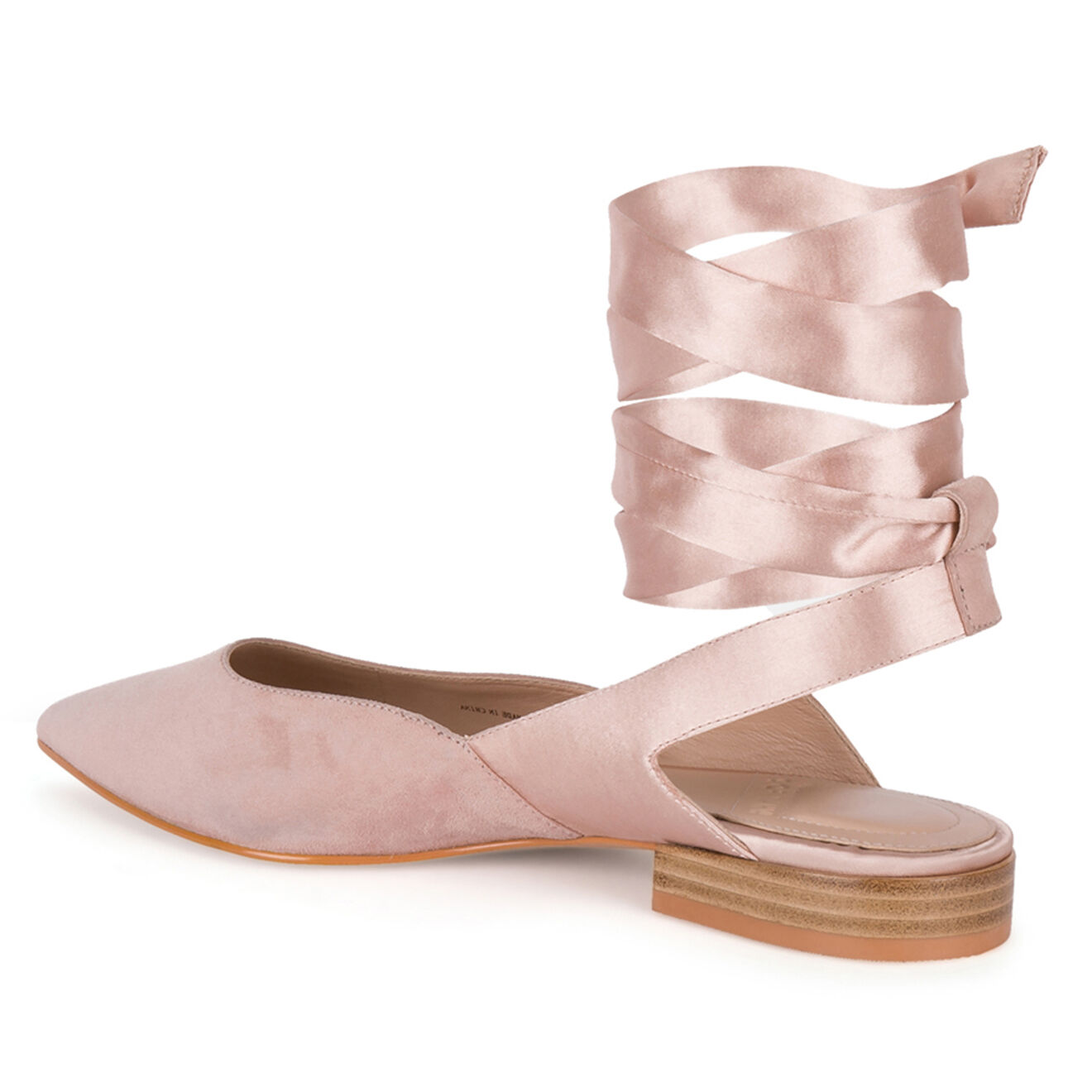 What For Ballerines en Velours de Cuir Amélia rose pâle