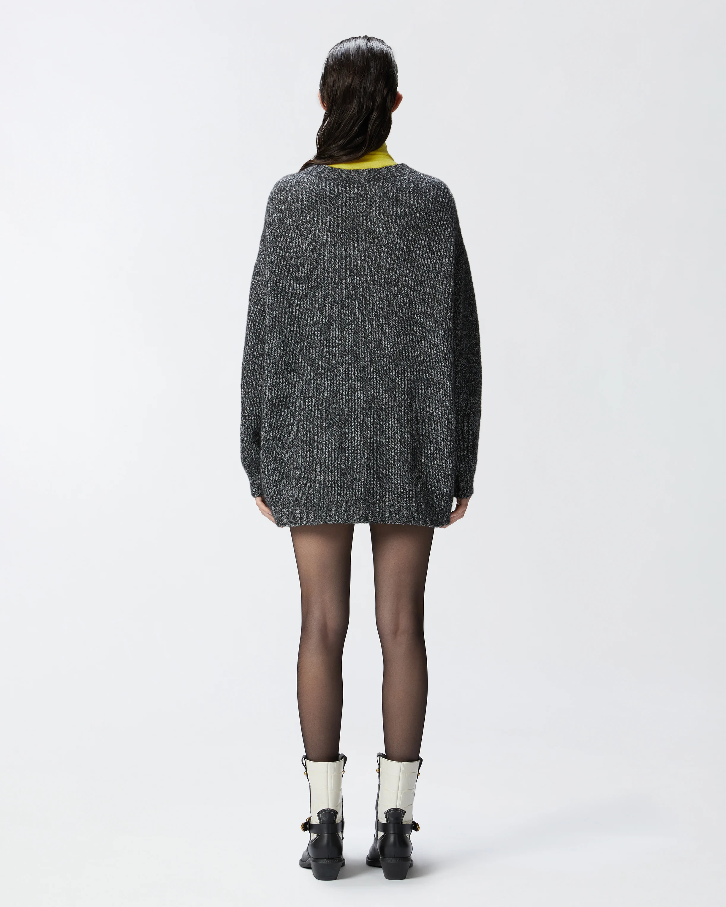 Cardigan côtelé à col v en alpaga mélangé | Multicolore