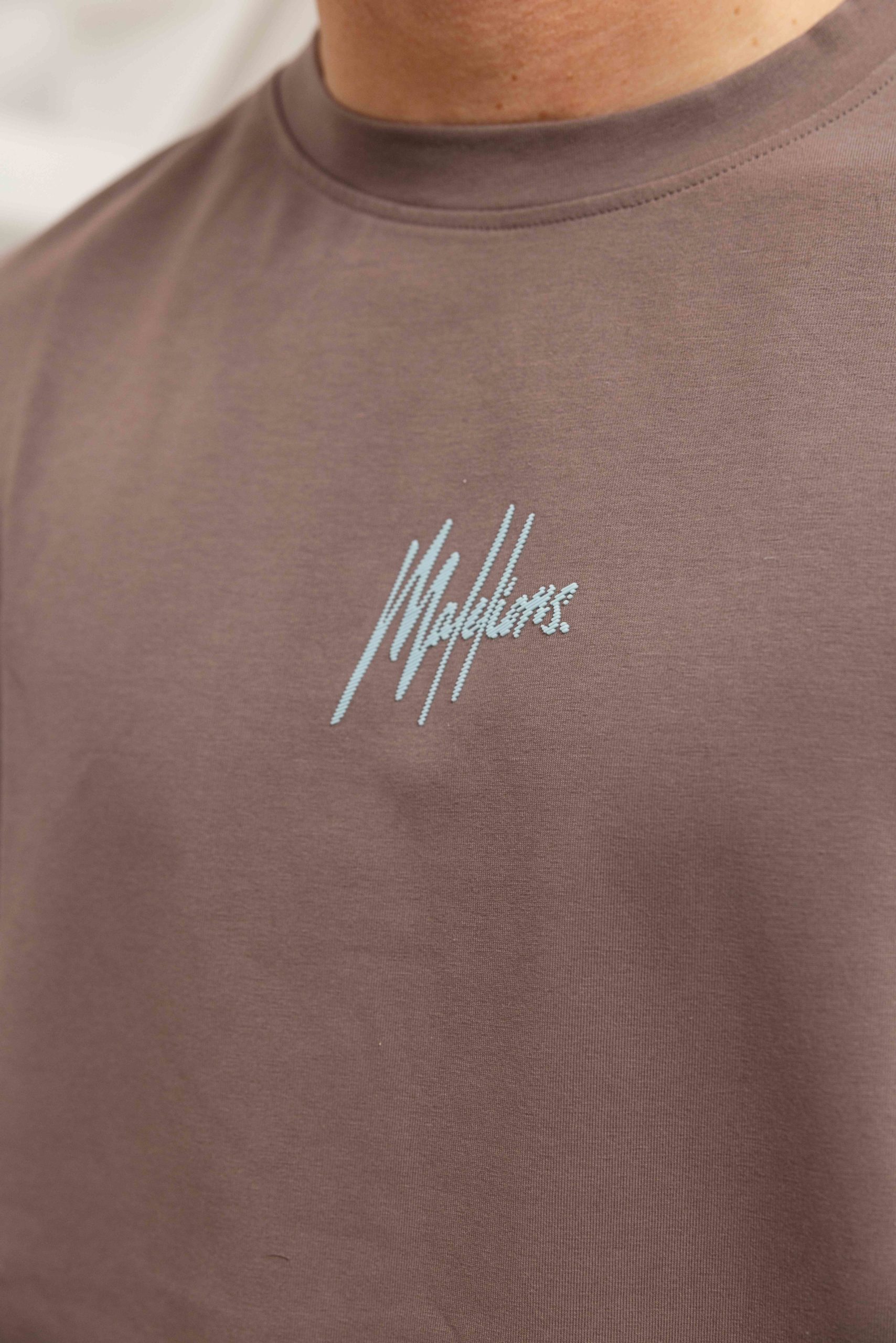 Malelions Striped Signature T-Shirt Heren Bruin