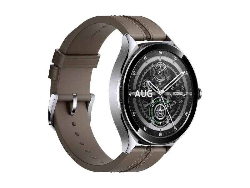 [OUTLET] - Xiaomi Watch 2 Pro - 46 mm - sølv rustfrit stål - smart ur med rem - læder - brun - håndledsstørrelse: 135-205 mm - display 1.43