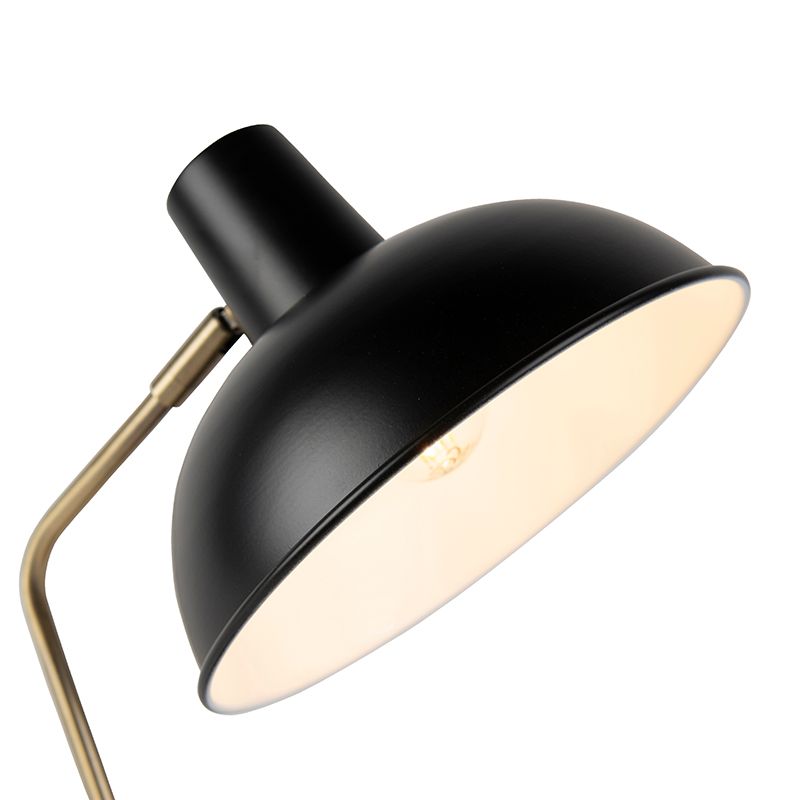 Retro tafellamp zwart met brons - Milou