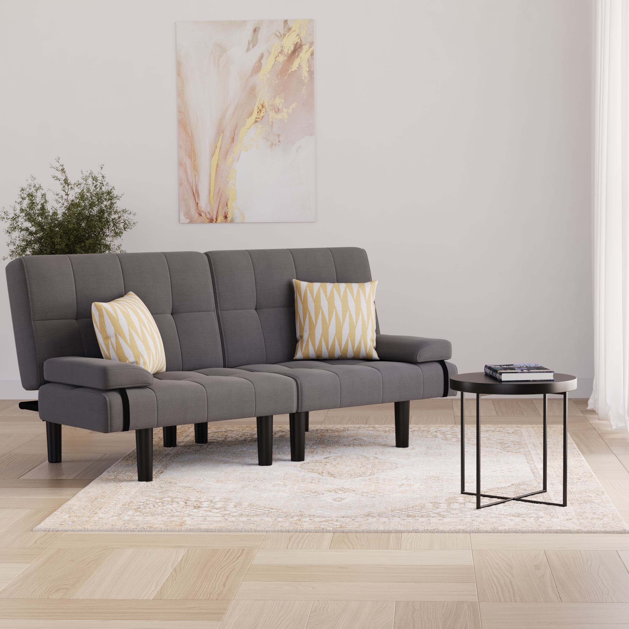 Schlafsofa Leinen LINUS multifunktional grau