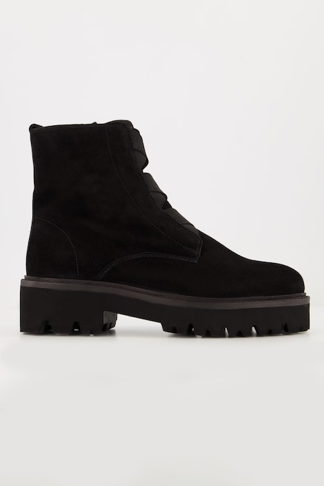 Leder-Boots, Elastikbänder, Zipper, Weite H