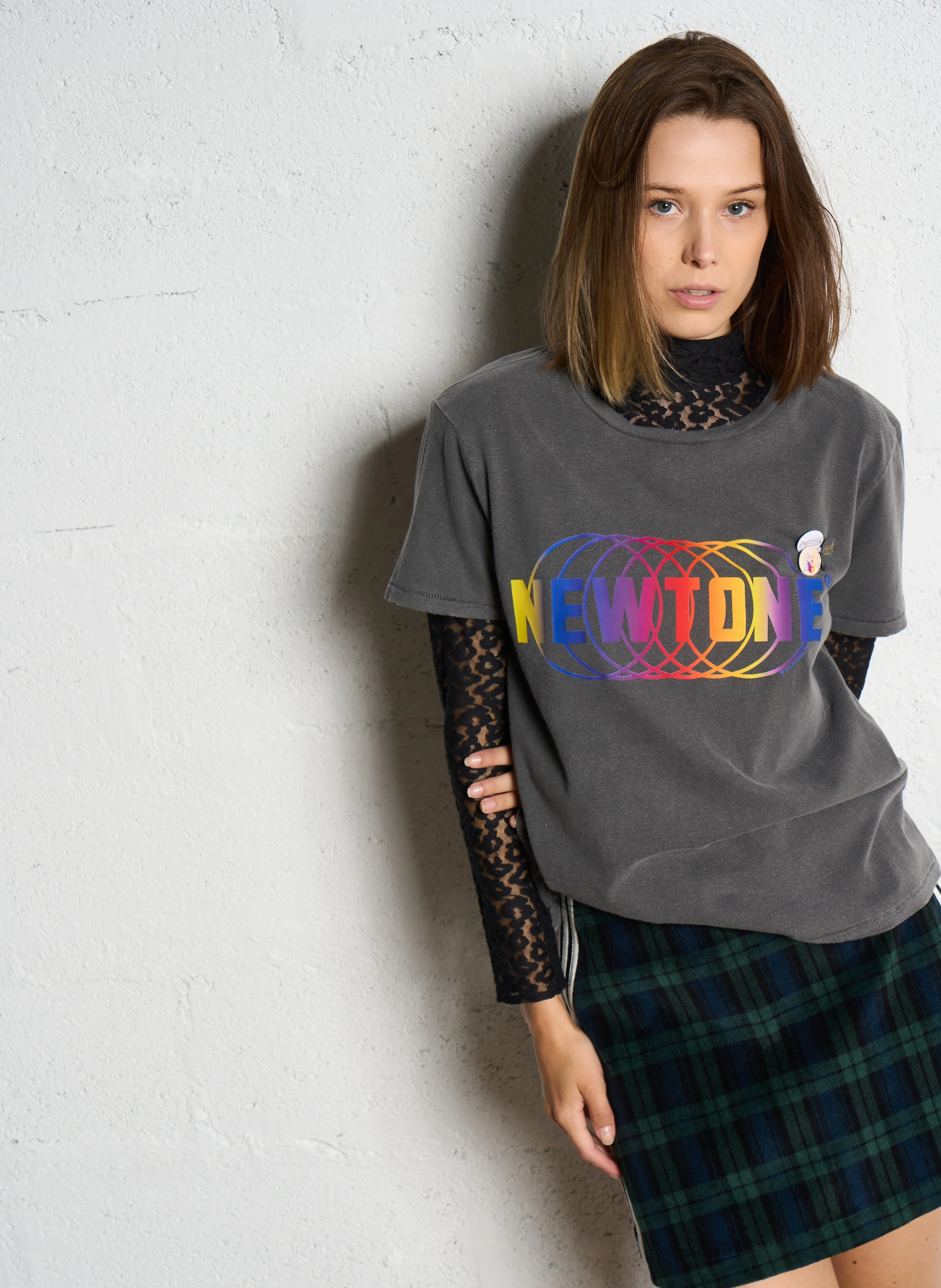 STARLIGHT CIRCLE - Tee-shirt droit col rond sérigraphié en coton | Gris